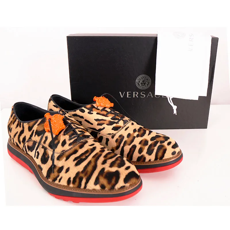 45.5 12.5 NEW $995 VERSACE Men's Leopard Print Medusa HYBRID SNEAKERS OXFORD NIB