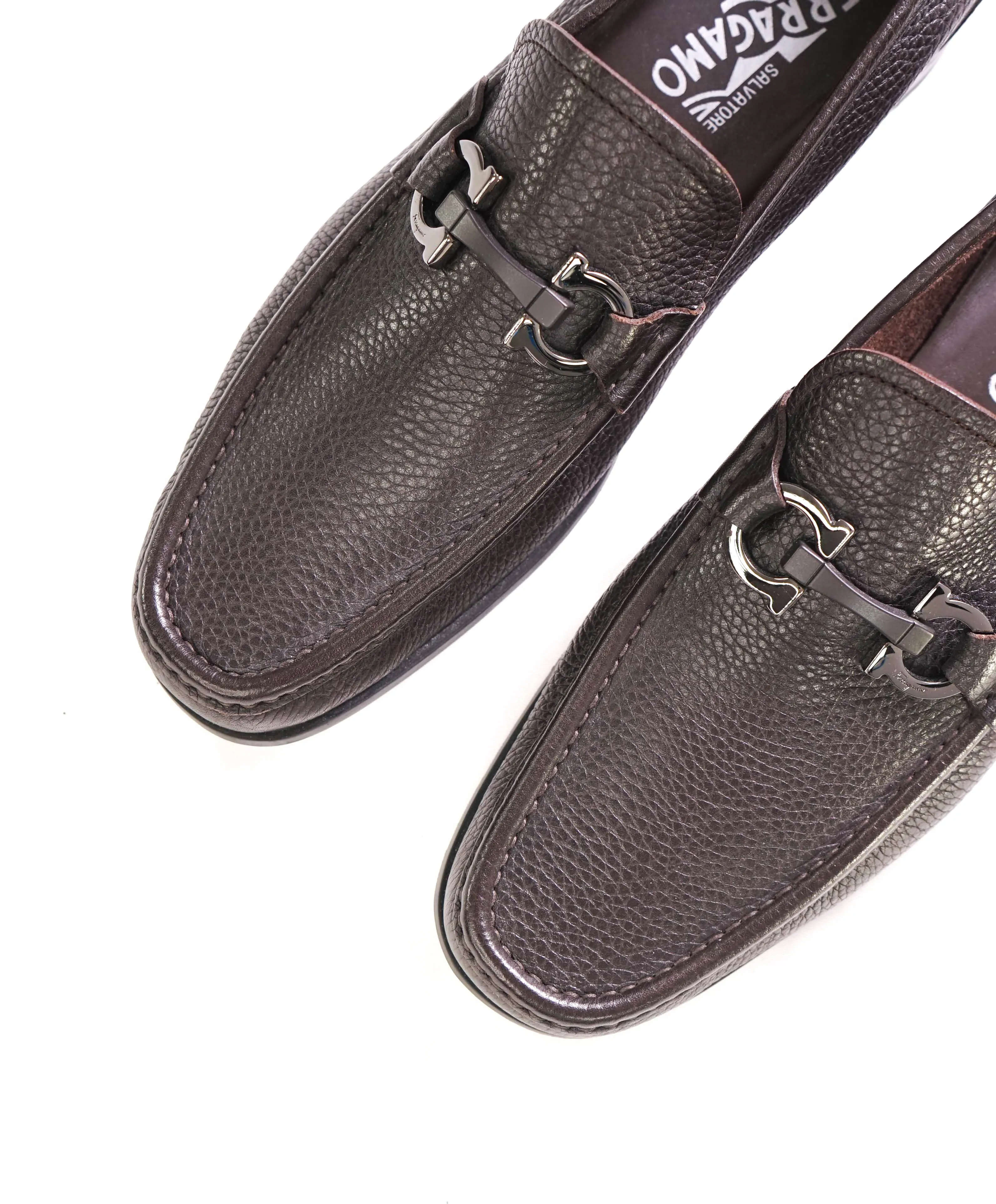 $850 SALVATORE FERRAGAMO - “GRANDIOSO" Gancini Bit Loafer Brown Leather - 9 EE