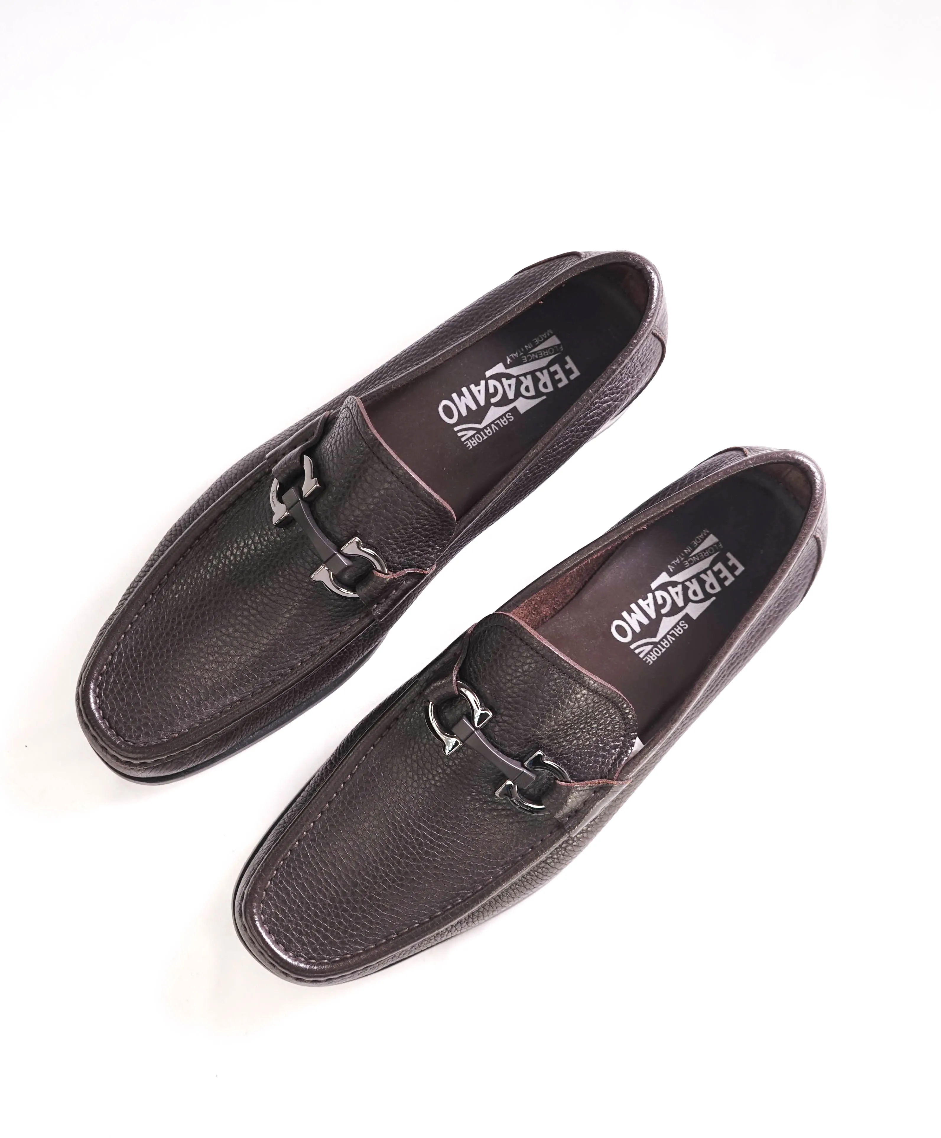 $850 SALVATORE FERRAGAMO - “GRANDIOSO" Gancini Bit Loafer Brown Leather - 9 EE