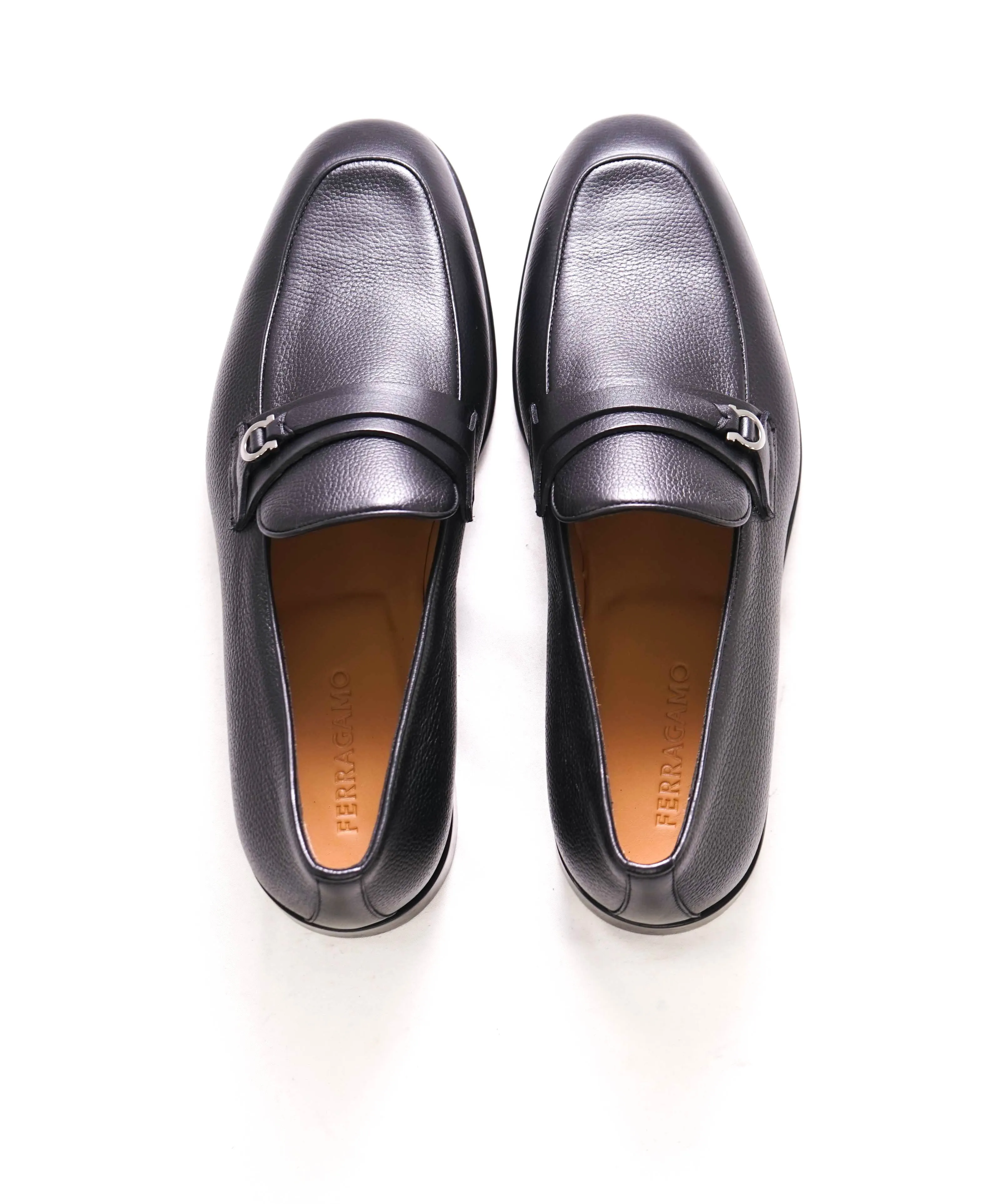 $895 SALVATORE FERRAGAMO - “DESIO" Gancini Loafer Black Leather - 9.5 E