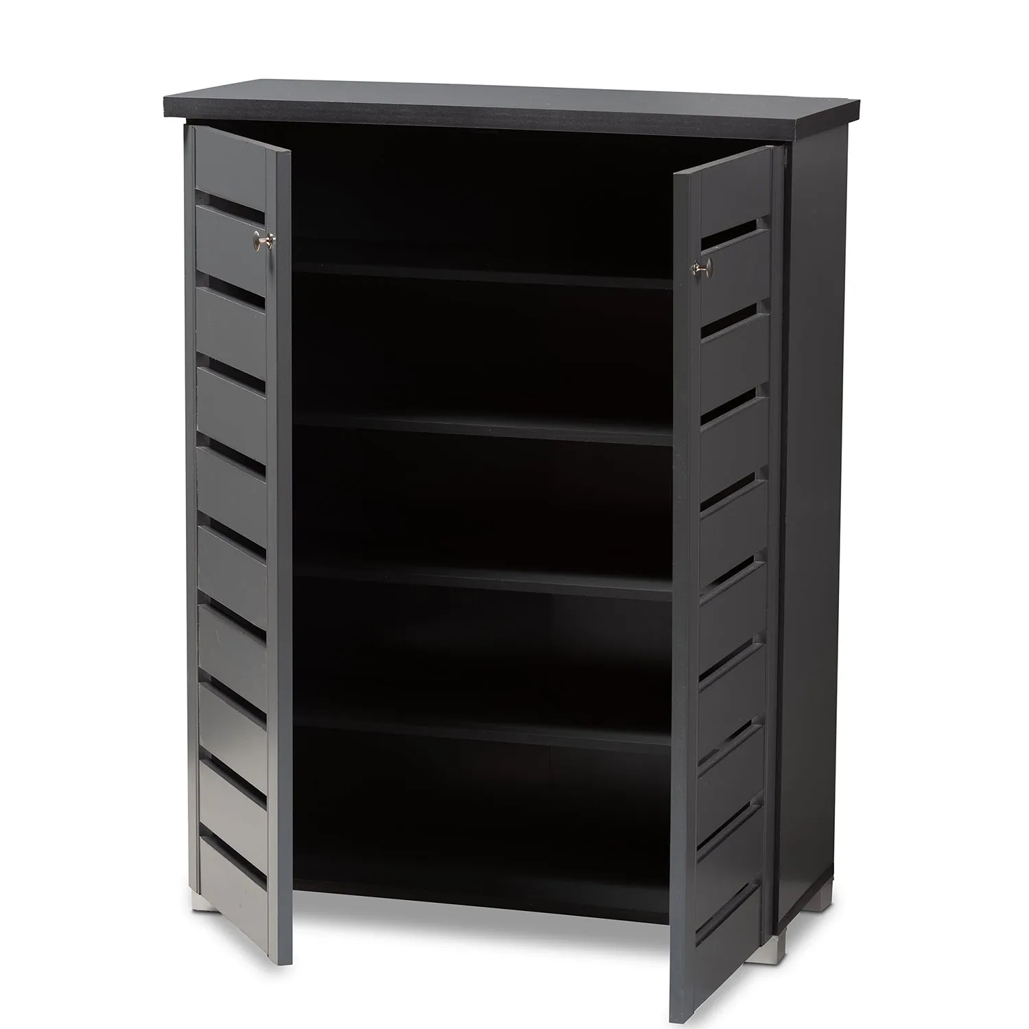 Adalwin Stylish Dark Grey Shoe Storage Cabinet with Ventilated Shelves for Organized Footwear