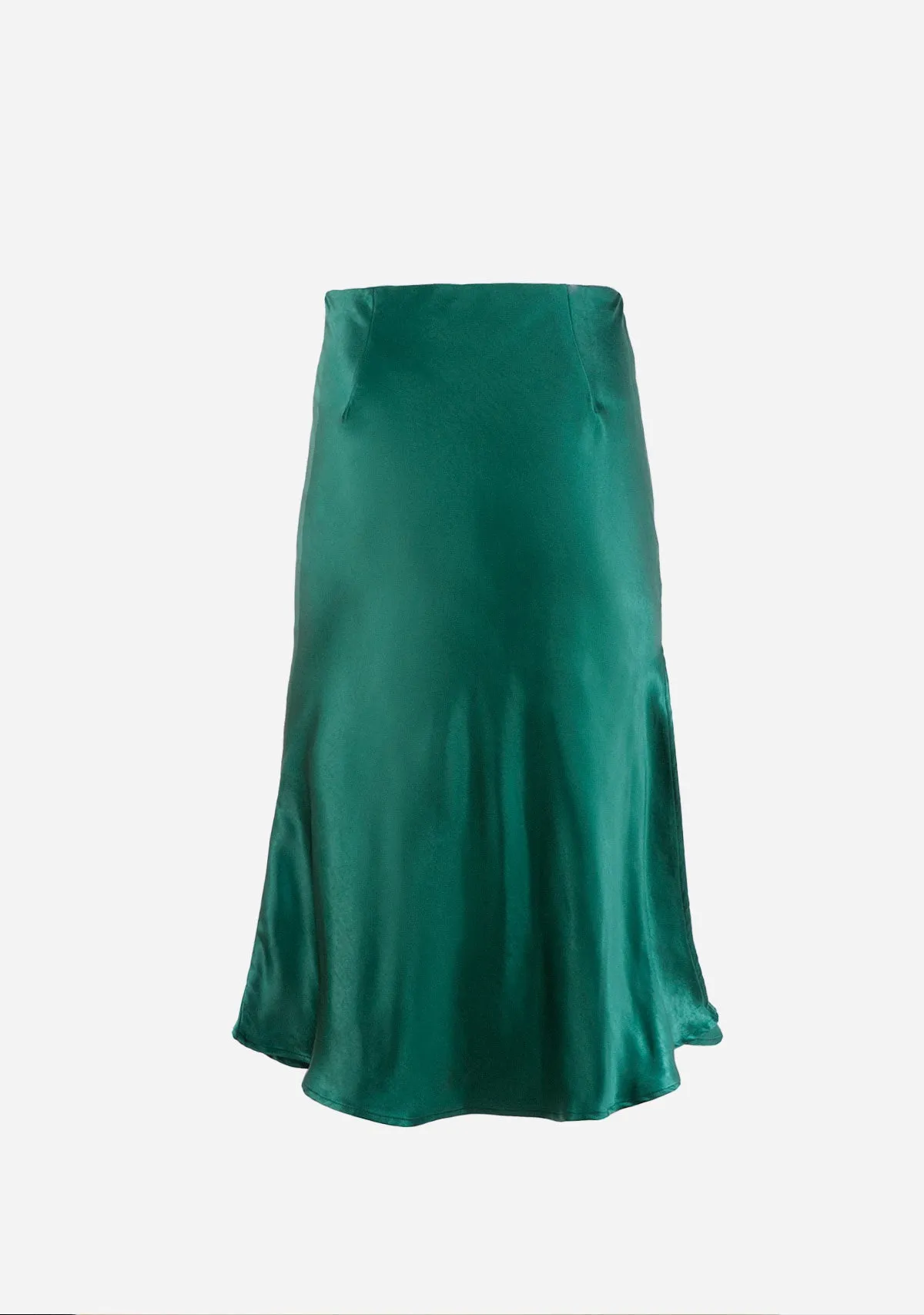 Alexa Silk Satin Mermaid Skirt Emerald