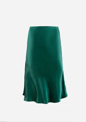 Alexa Silk Satin Mermaid Skirt Emerald