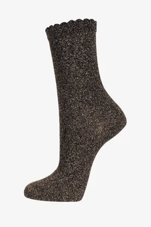 All Over Glitter Socks - Black Copper