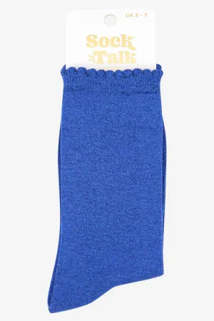 All Over Glitter Socks - Electric Blue