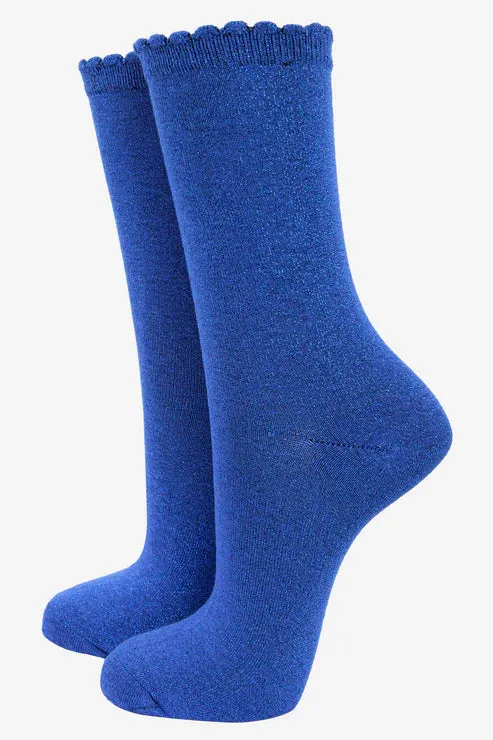 All Over Glitter Socks - Electric Blue