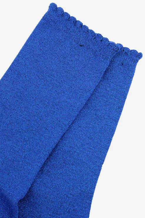 All Over Glitter Socks - Electric Blue