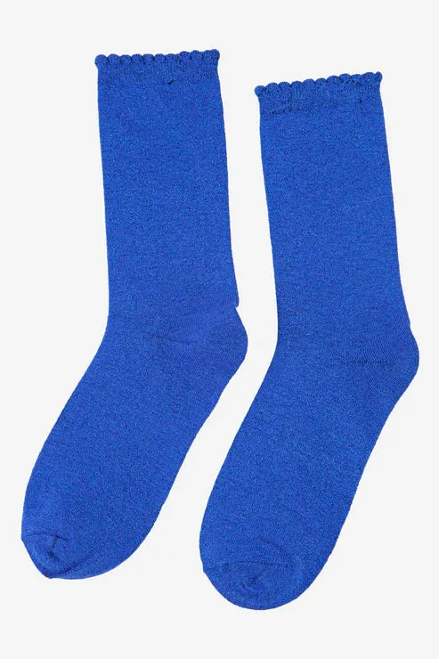 All Over Glitter Socks - Electric Blue