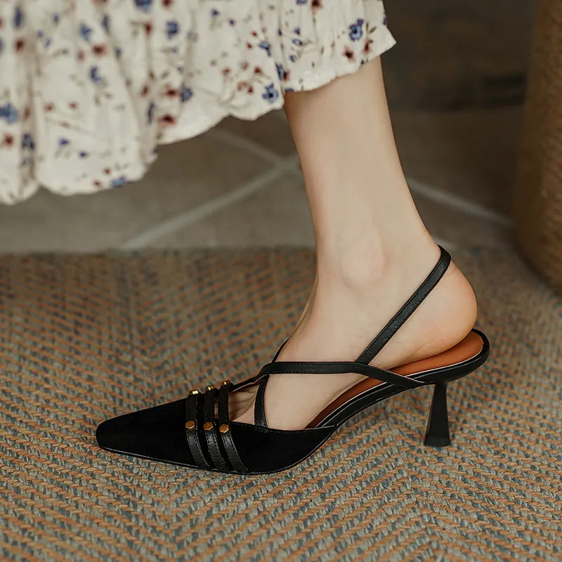 Amozae-Chloe Cross Strap Kitten Heels