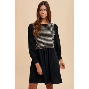 Annie Wear Tie Back Plaid Round Neck Mini Dress