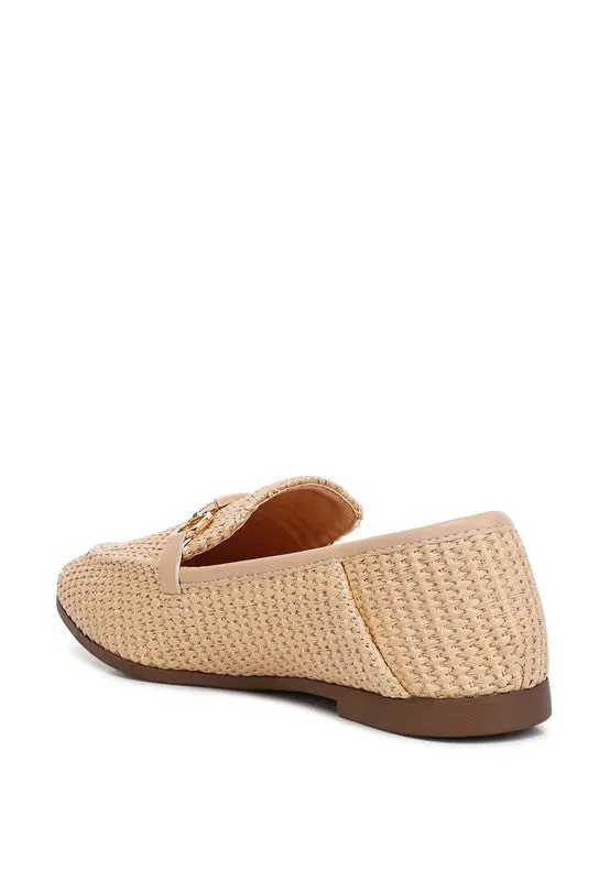 Asher Horsebit Embellished Raffia Loafers