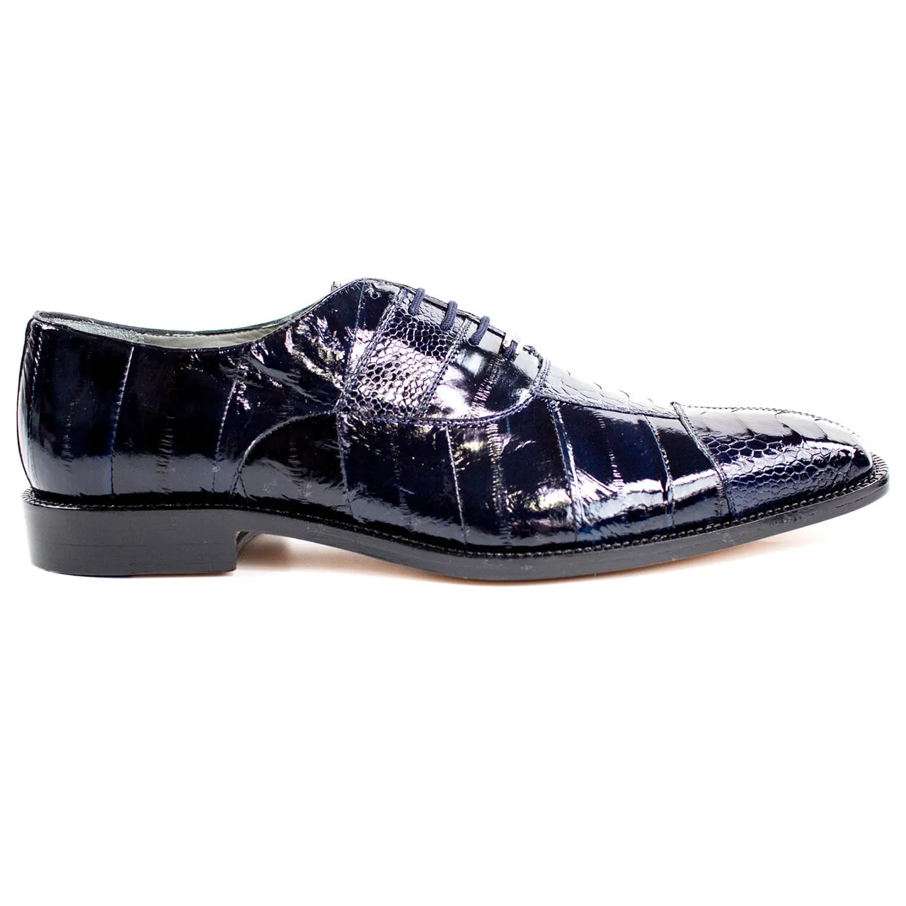 Belvedere Mare Navy Genuine Ostrich & Eel Men's Oxford