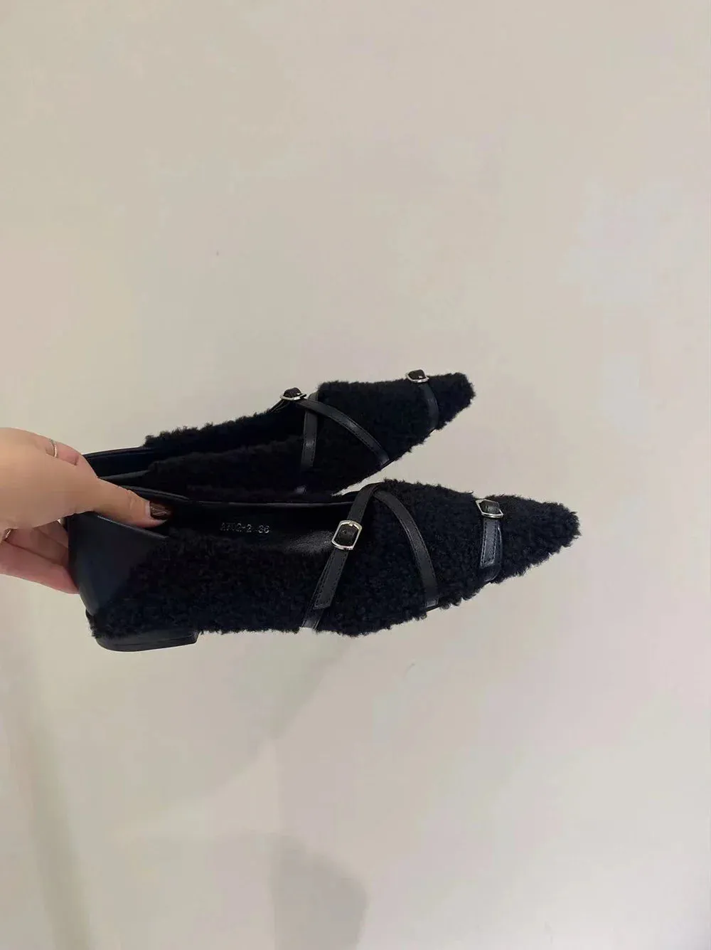 binfenxie  -  Pointed Toe Women Flat Loafers Fur Loafers 2024 New Arrivals Shallow Slip On Casual Dress Shoes Cute Daily Dress Shoes Woman 39