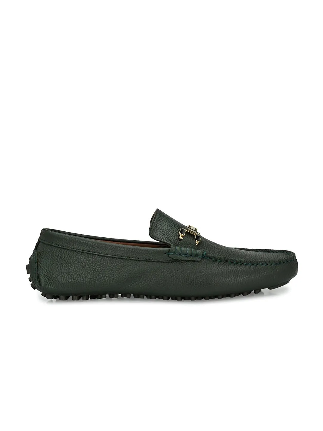 Bingo Green Loafers with Buckle