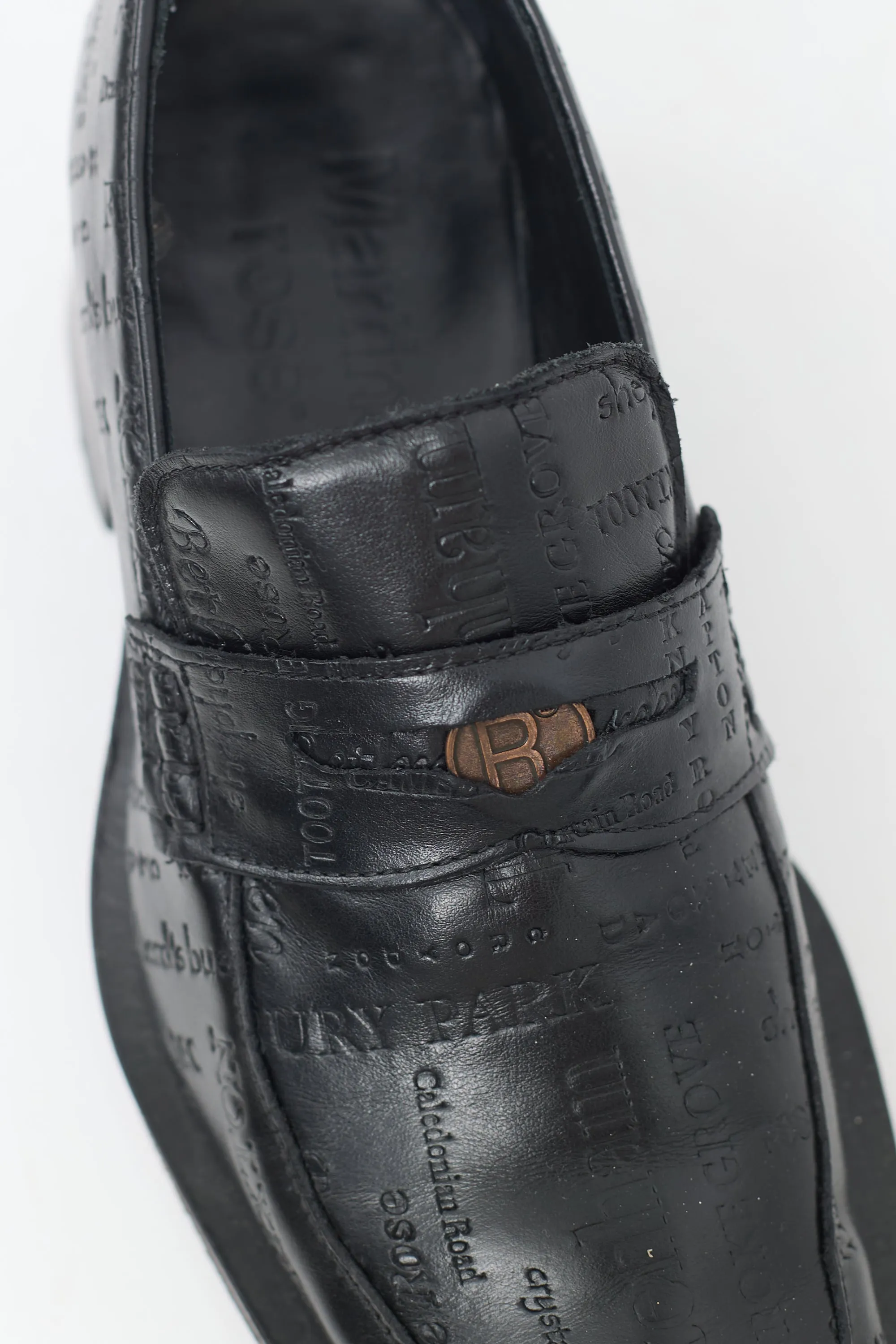 Black Leather Bagleys Heeled Loafer