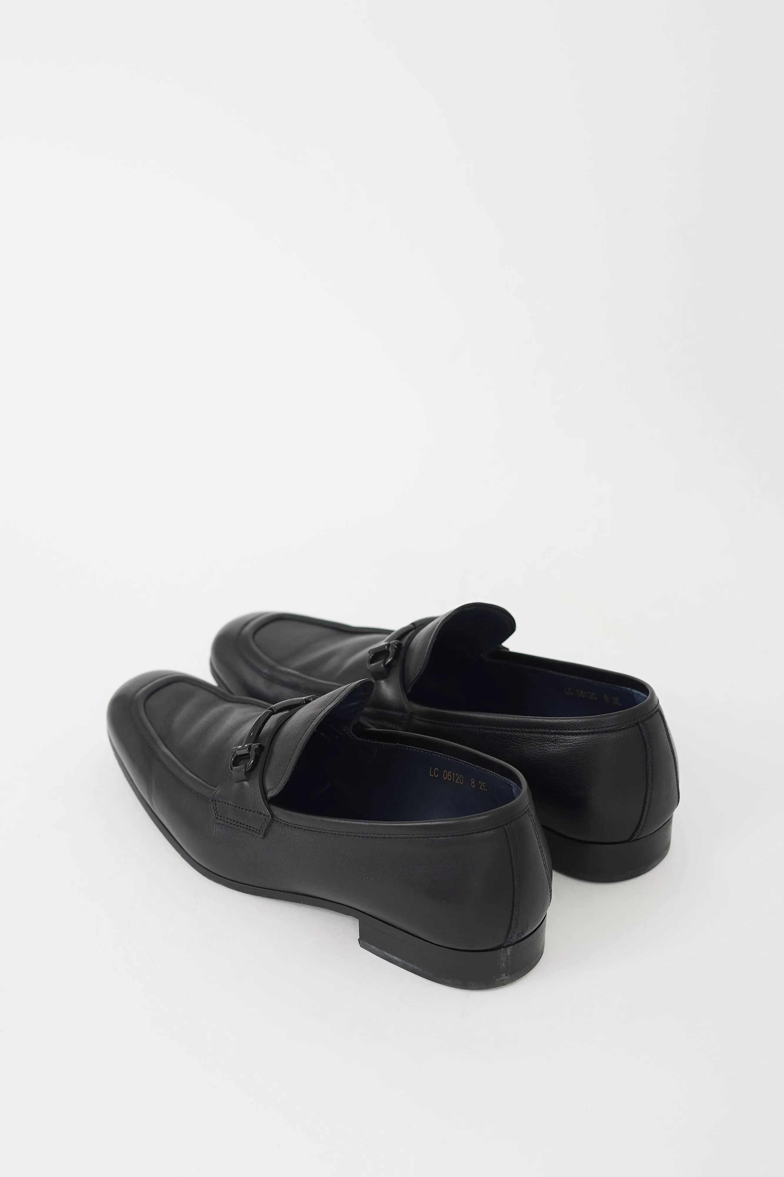 Black Leather Gancio Buckled Loafer