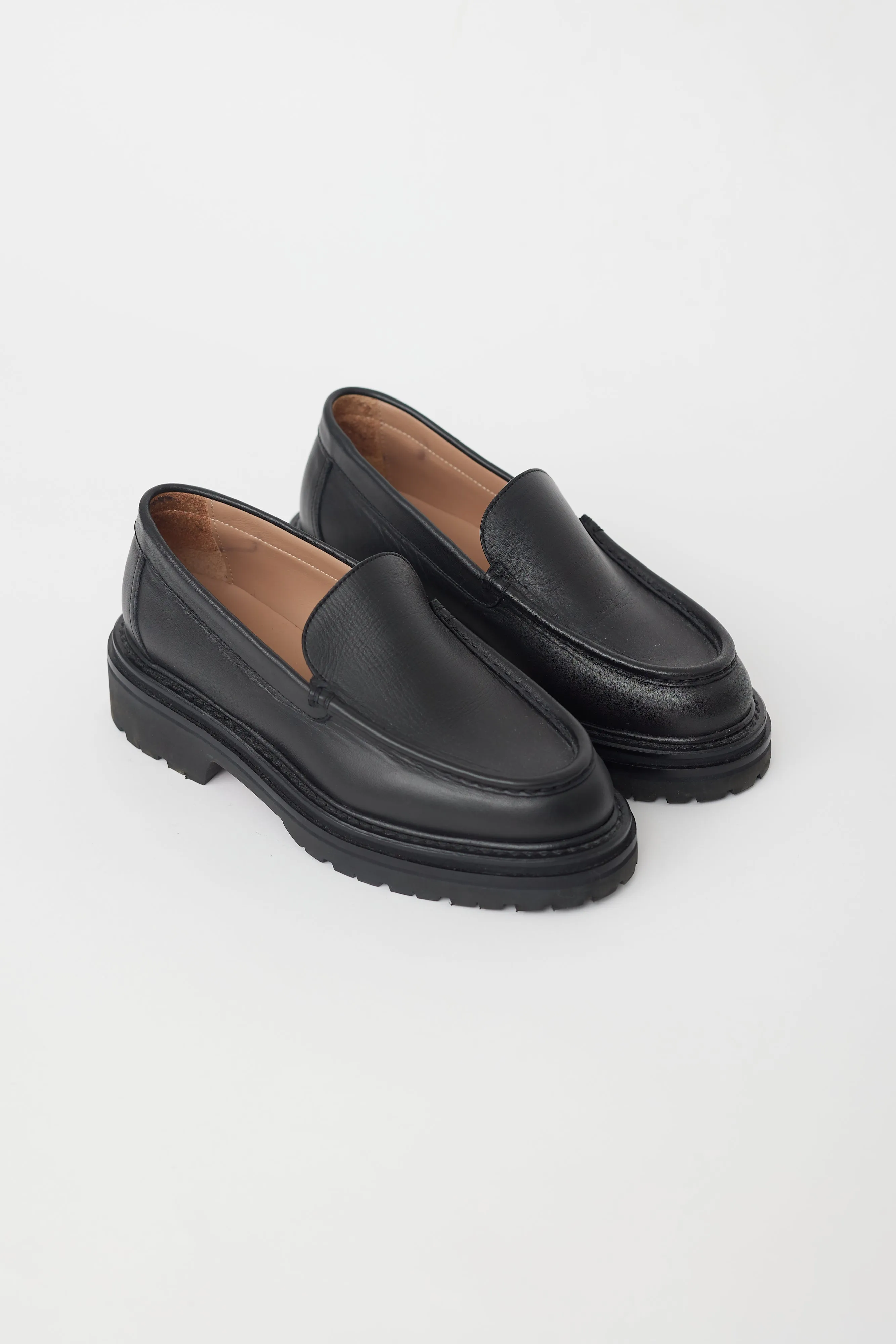 Black Leather Platform Loafer