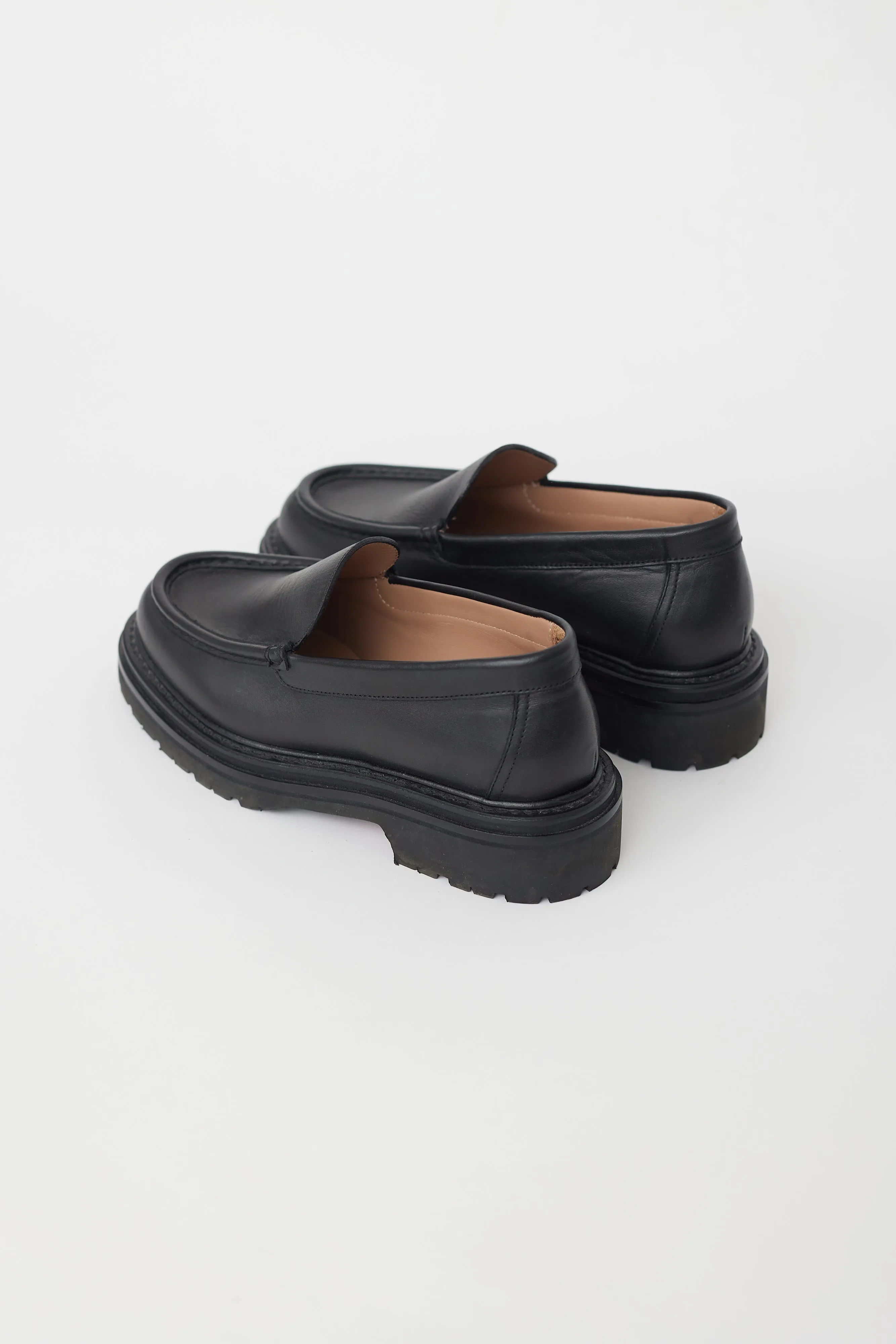 Black Leather Platform Loafer