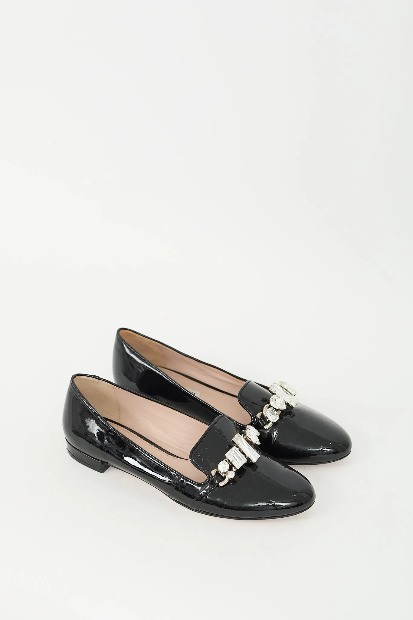 Black Patent Crystal Embellished Loafer