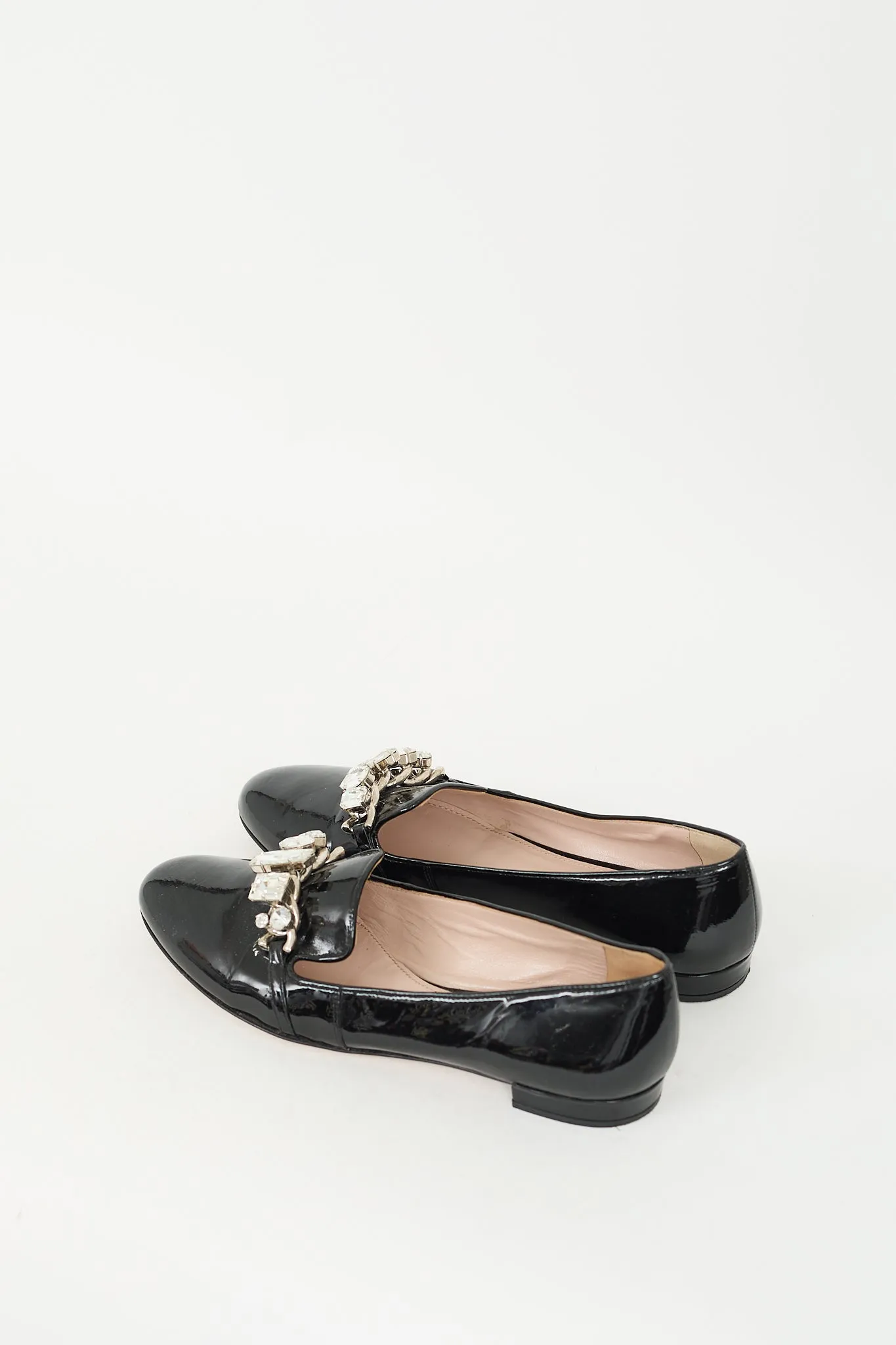 Black Patent Crystal Embellished Loafer