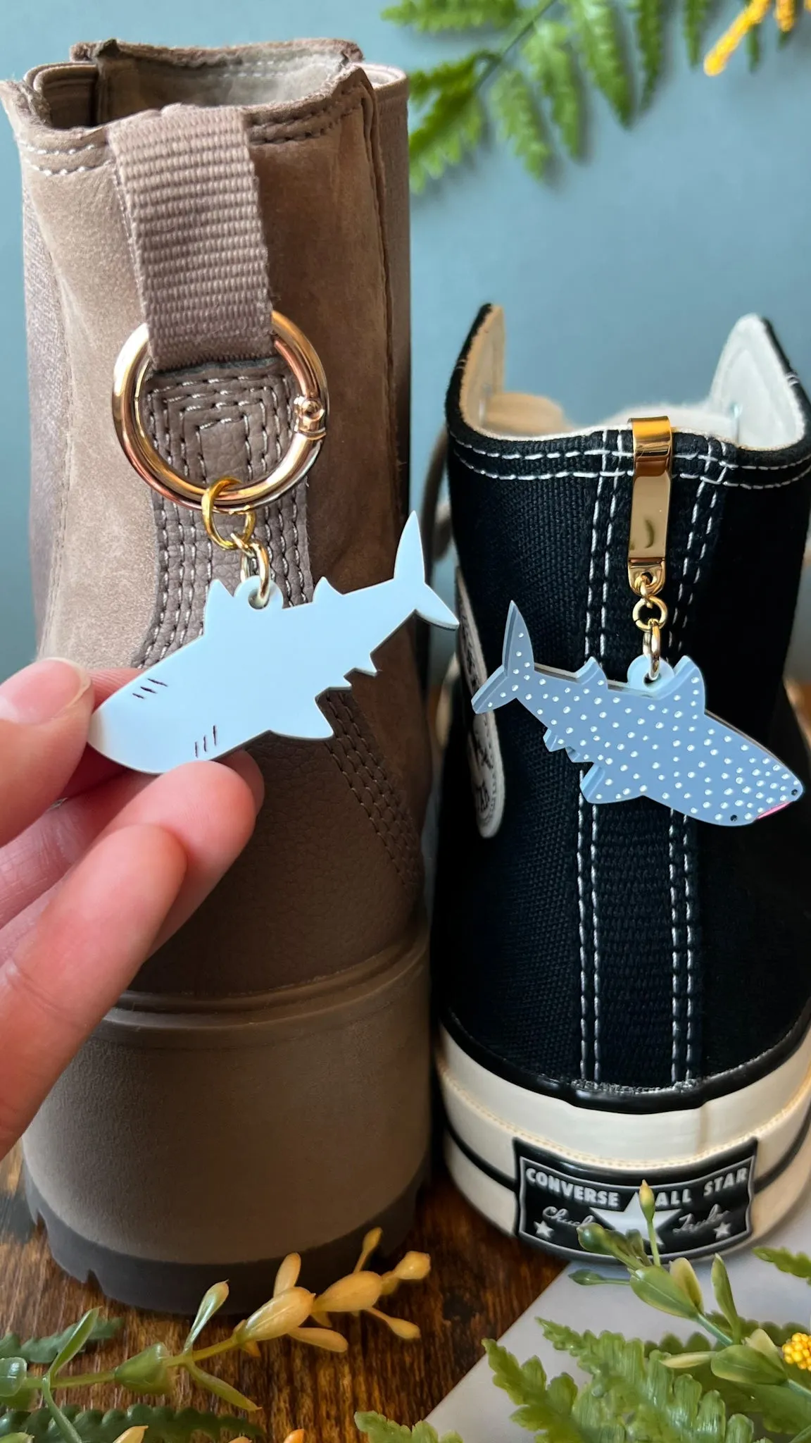 Blue Whale Shark Shoe Accessory | Pull Loop Boot Charm, Shoe Charm, High Top Sneaker Clip or Boot Clip, Acrylic Shoe Keychain