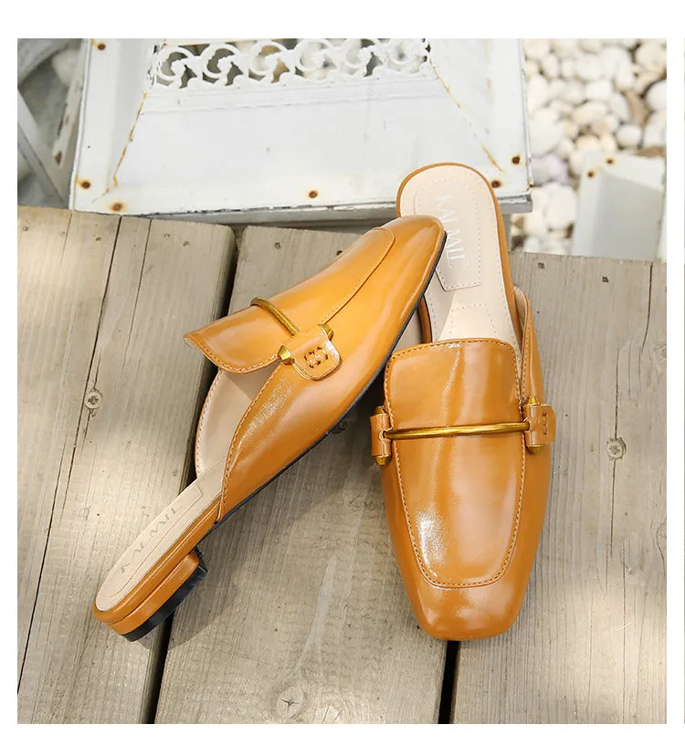 BOOPDO DESIGN WIDE FIT BACKLESS MULE LOAFERS WITH SNAFFLE