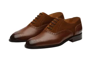 Brogue Oxford With Medallion – Mid Brown & Cognac Suede