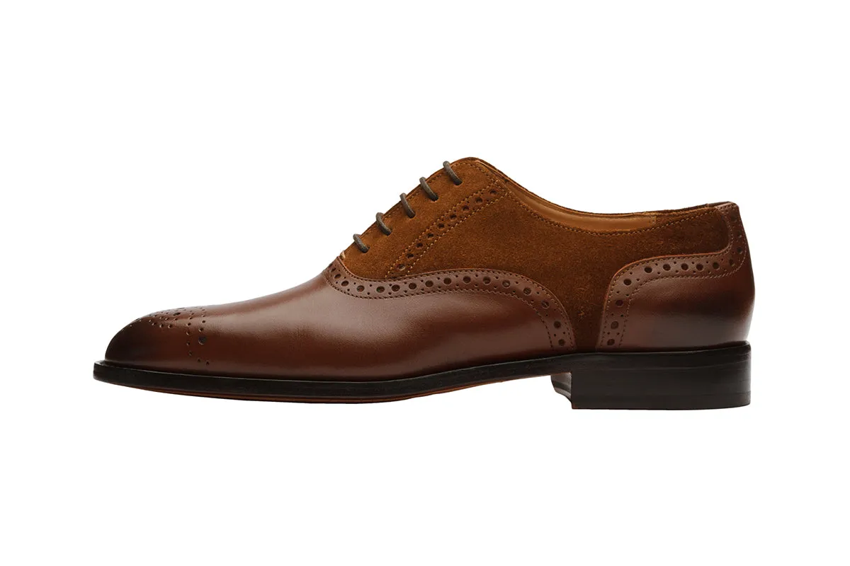 Brogue Oxford With Medallion – Mid Brown & Cognac Suede