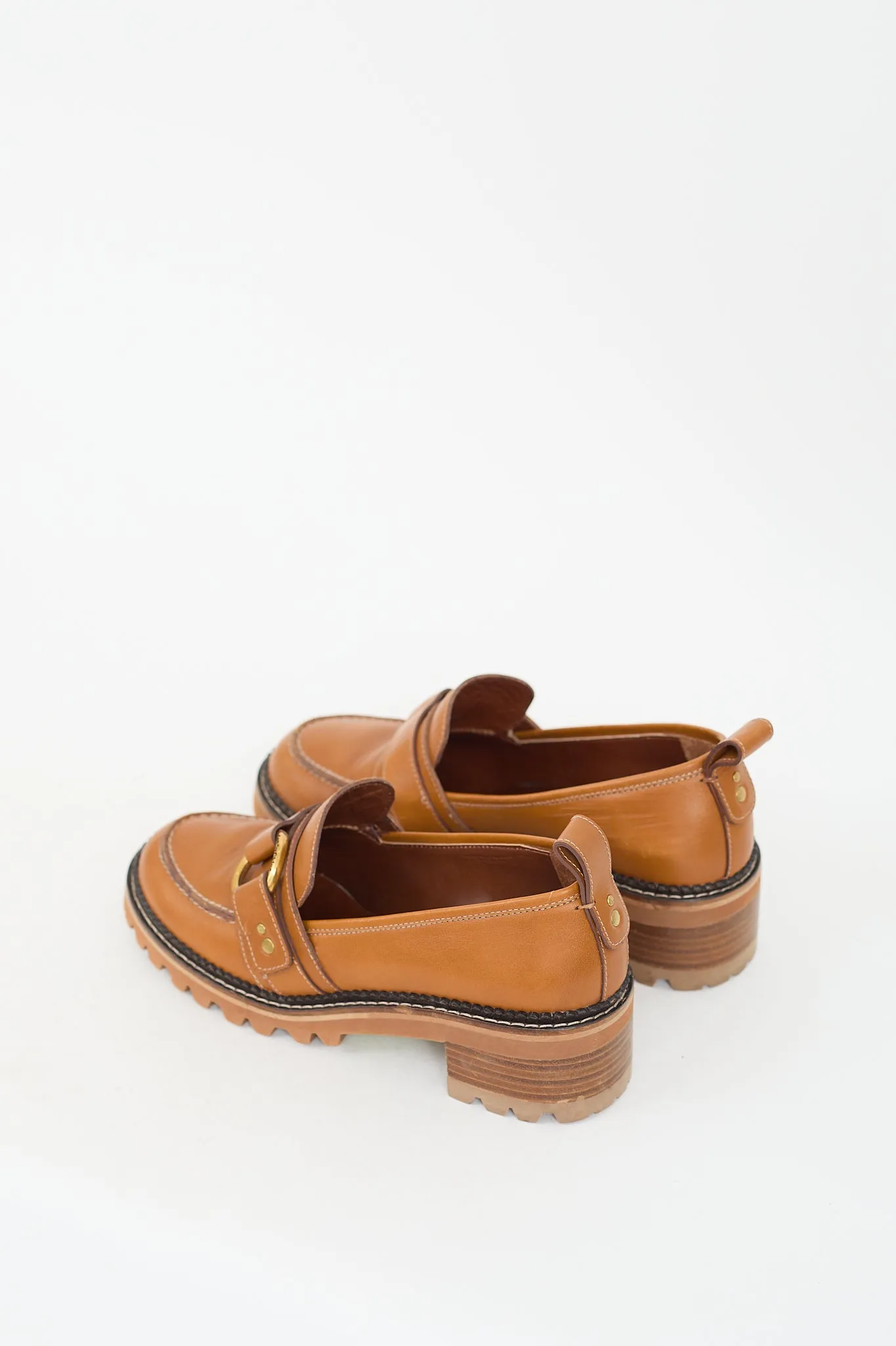 Brown Leather Erine Heeled Loafer