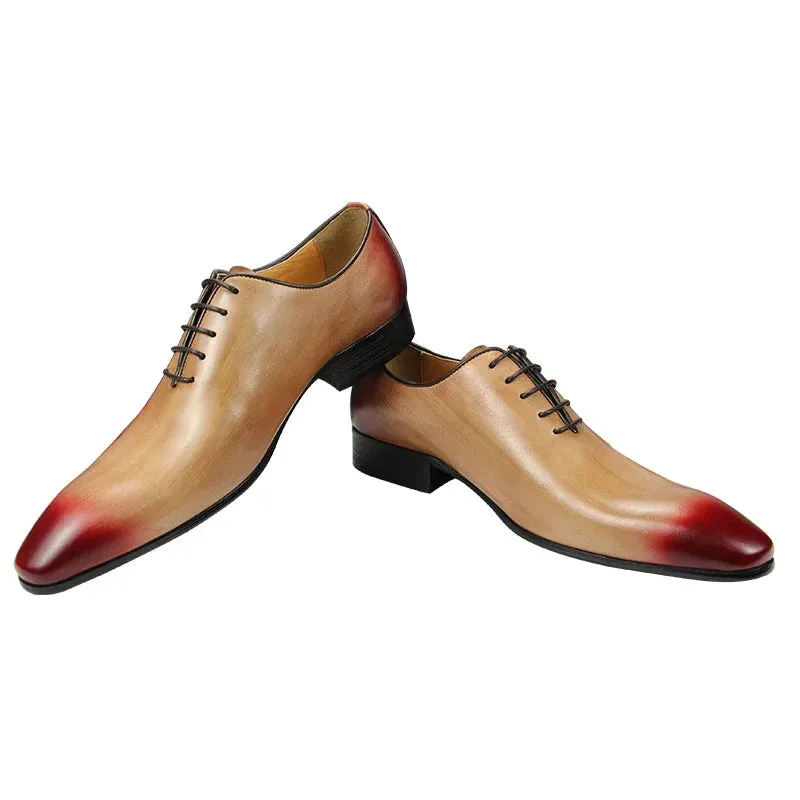 Brown Red Gradient Oxford Men's Shoes