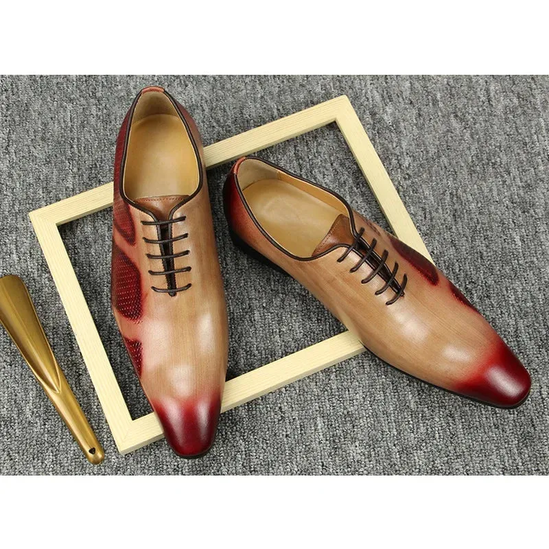 Brown Red Gradient Oxford Men's Shoes