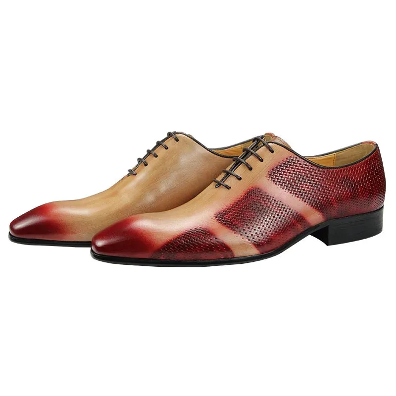 Brown Red Gradient Oxford Men's Shoes