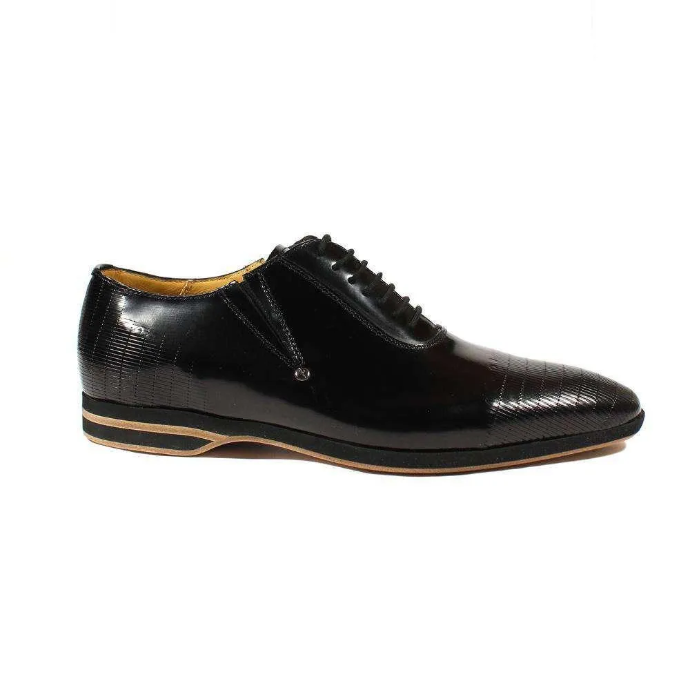 Cesare Paciotti Luxury Italian Men's Designer Shoes Magic Old Black Leather Oxfords (CPM2413)