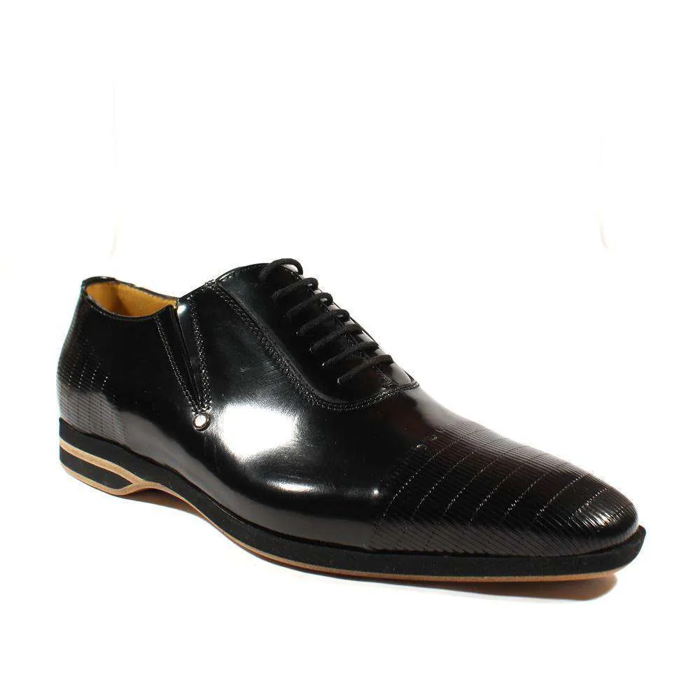 Cesare Paciotti Luxury Italian Men's Designer Shoes Magic Old Black Leather Oxfords (CPM2413)