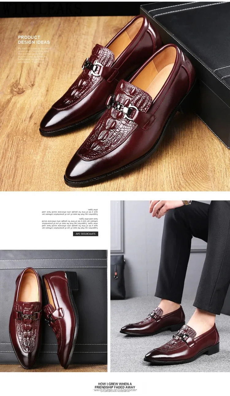 Crocodile Italian Style Business Men Oxford Leather Shoes