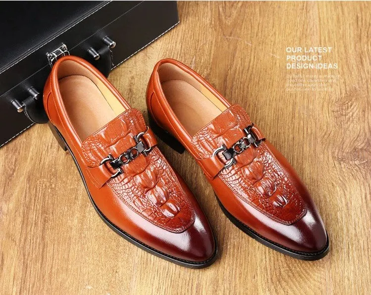 Crocodile Italian Style Business Men Oxford Leather Shoes