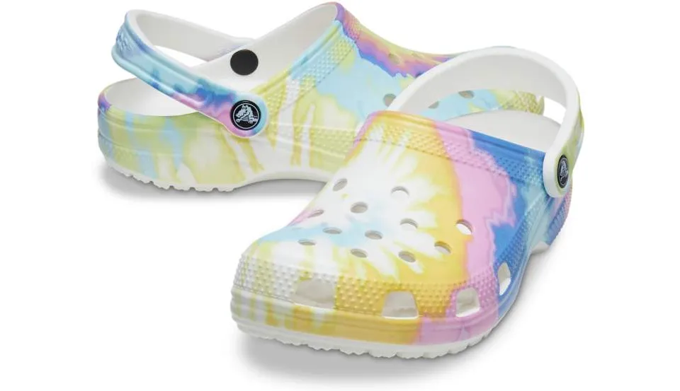 Crocs Classic Tie Dye Whi/Multi Clog Casual Slip On Shoes Lightweight Beach