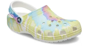 Crocs Classic Tie Dye Whi/Multi Clog Casual Slip On Shoes Lightweight Beach