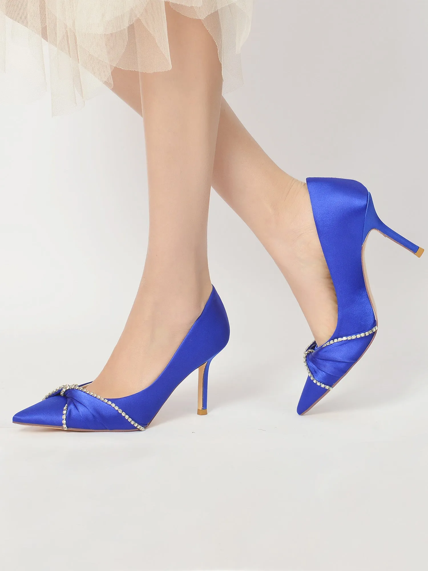 Cross Diamond Satin Stilettos