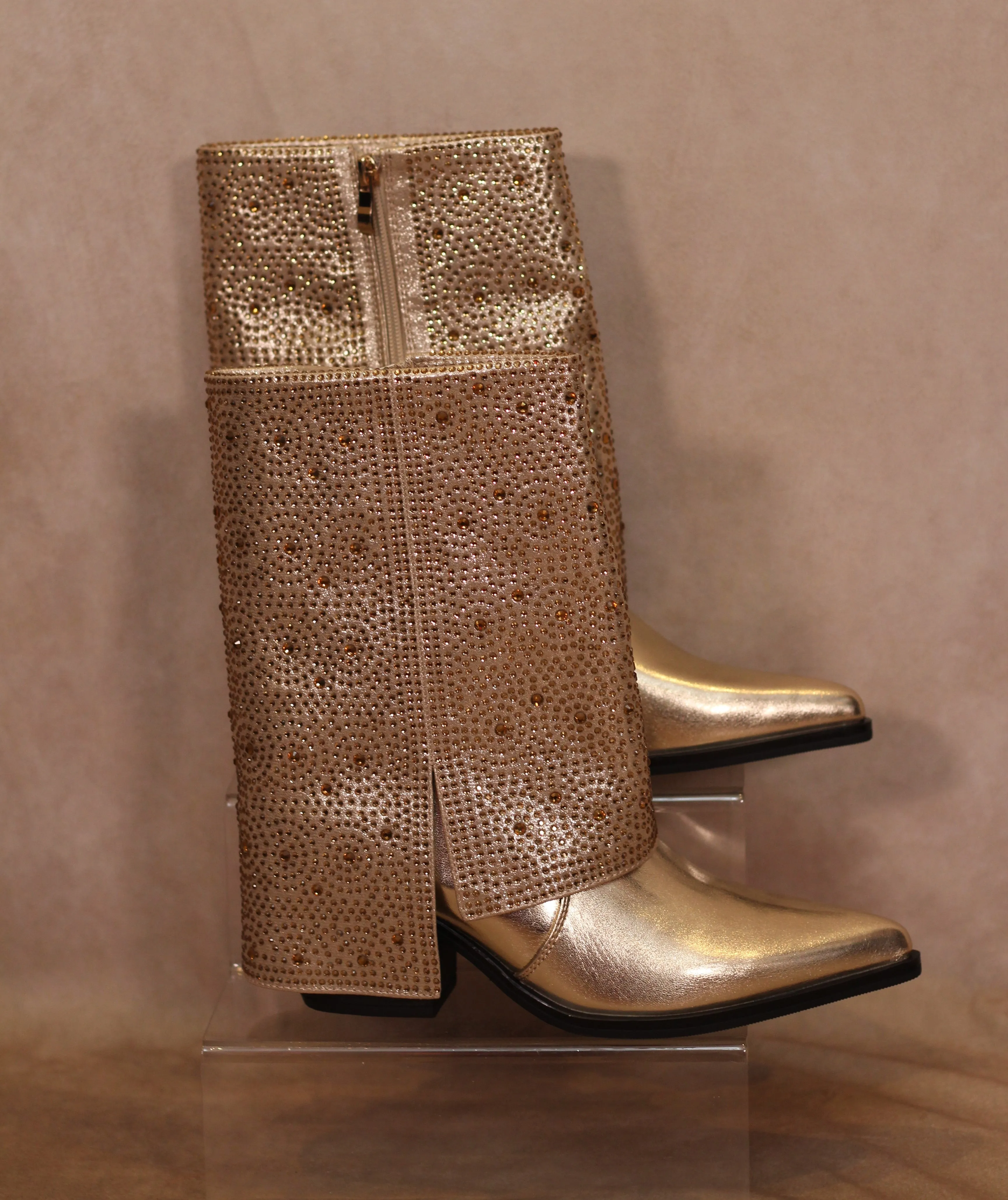 Diamanté  sparkle  boots Mid-Calf