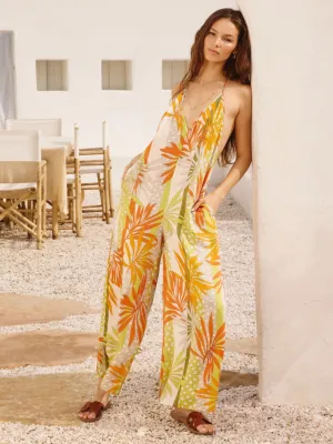 Dress Forum Strappy Back Leaf Print Jumpsuit - Brands We Love