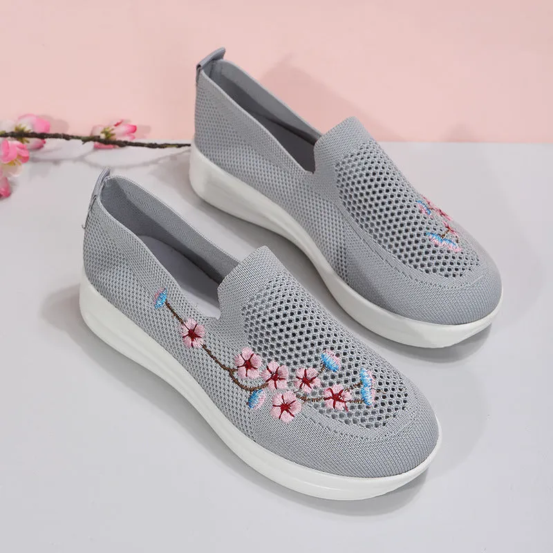 elveswallet Embroidered Slip-on Flyknit Breathable Loafers