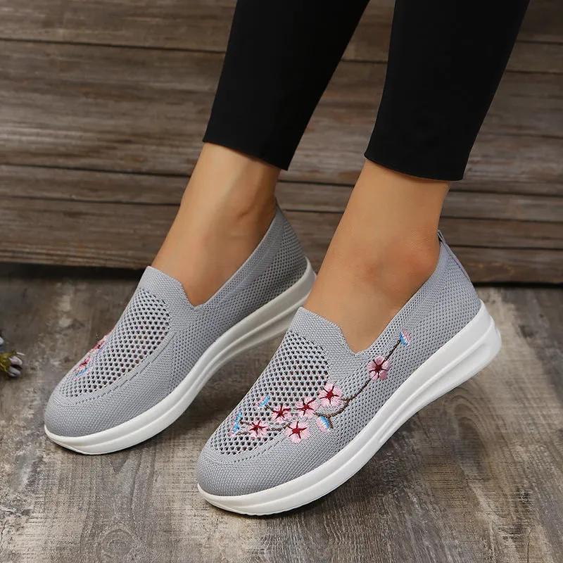 elveswallet Embroidered Slip-on Flyknit Breathable Loafers