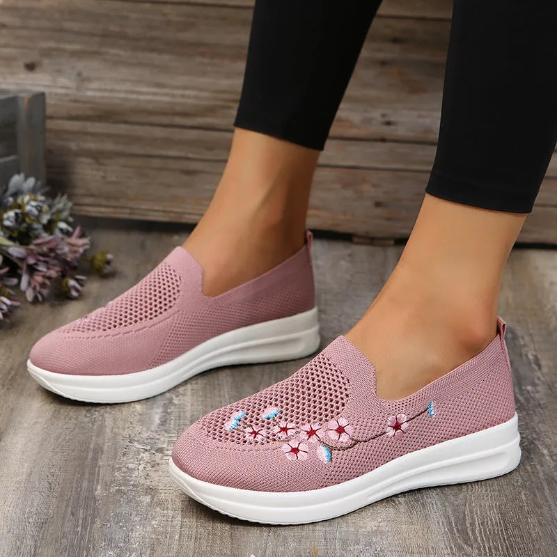 elveswallet Embroidered Slip-on Flyknit Breathable Loafers