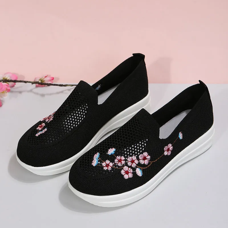 elveswallet Embroidered Slip-on Flyknit Breathable Loafers