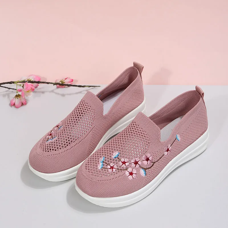 elveswallet Embroidered Slip-on Flyknit Breathable Loafers