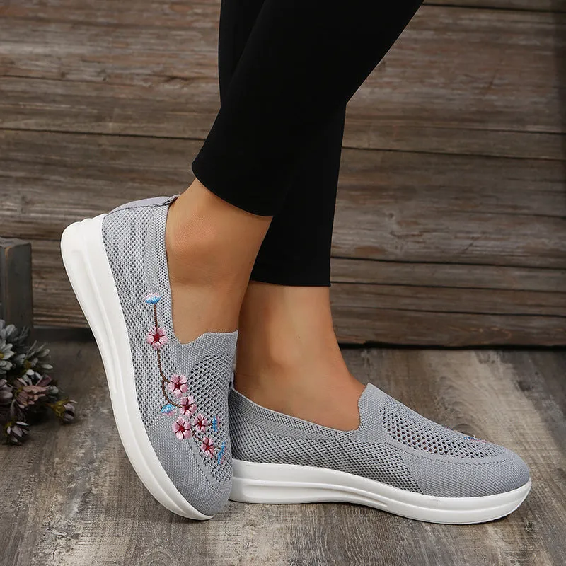 elveswallet Embroidered Slip-on Flyknit Breathable Loafers