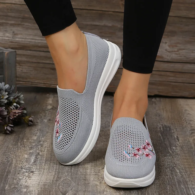 elveswallet Embroidered Slip-on Flyknit Breathable Loafers