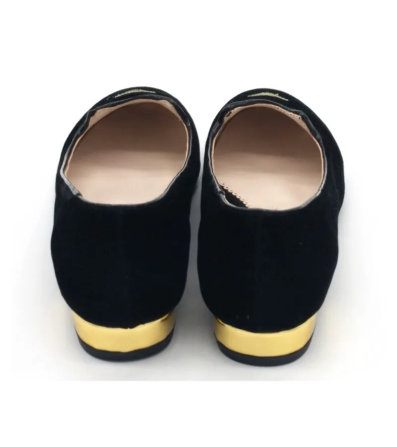 Embroidery Cat Black Slip On Flats Shoes 1550