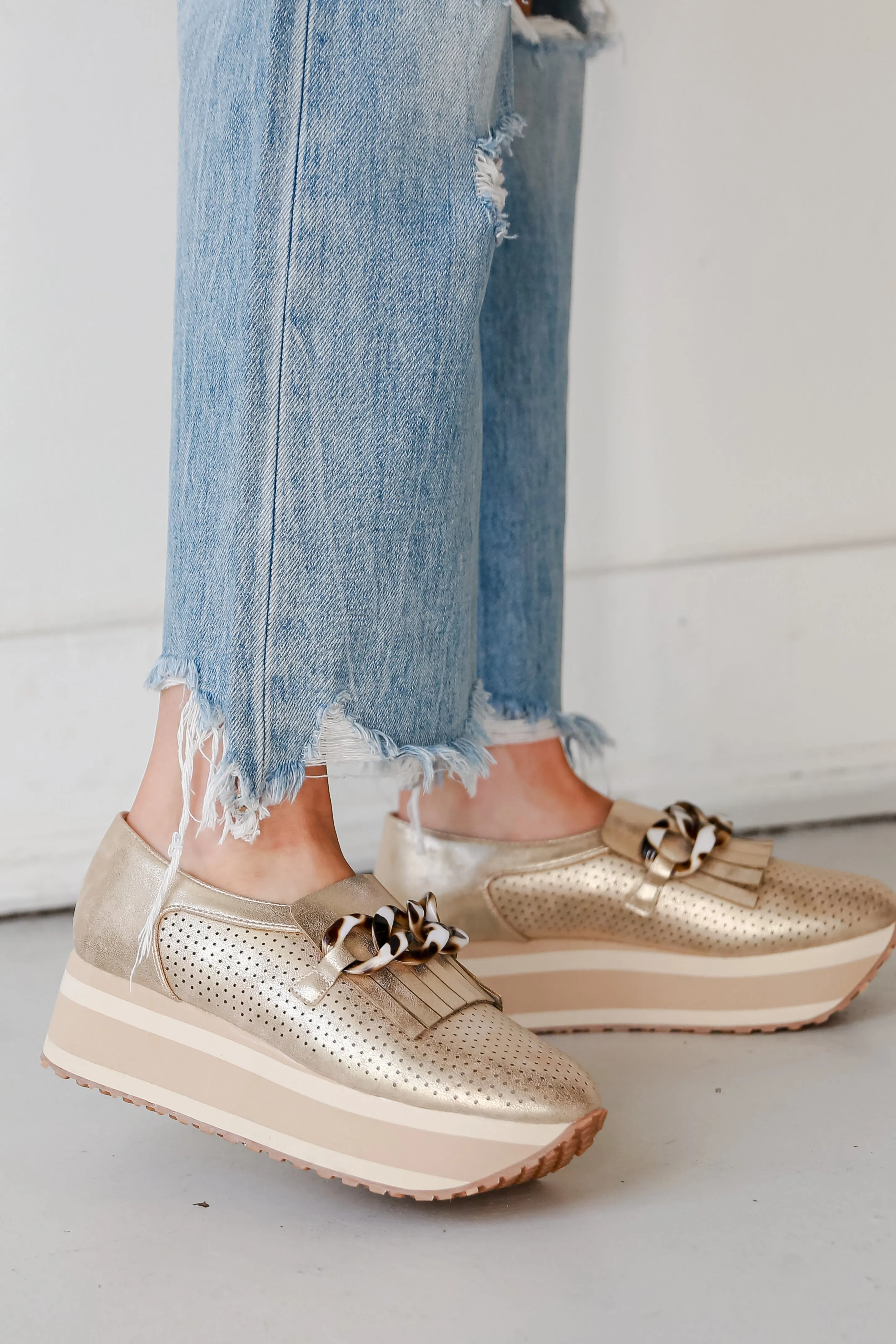 FINAL SALE - Teach You How Gold Platform Sneakers